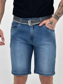 Bermuda Jeans com Cinto Masculina